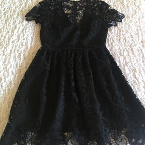 Yumi Kim Black Short Sleeve Lace Dress Small S